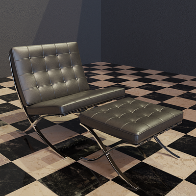 Bercelona chair 3d 3dmodelling archviz bercelona chair blender blendercycles furniture interior render