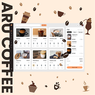Aru coffee - Web Store branding clean design coffee coffee web dashboard design design coffee figma illustration info graphic landing logo minimalist ui web