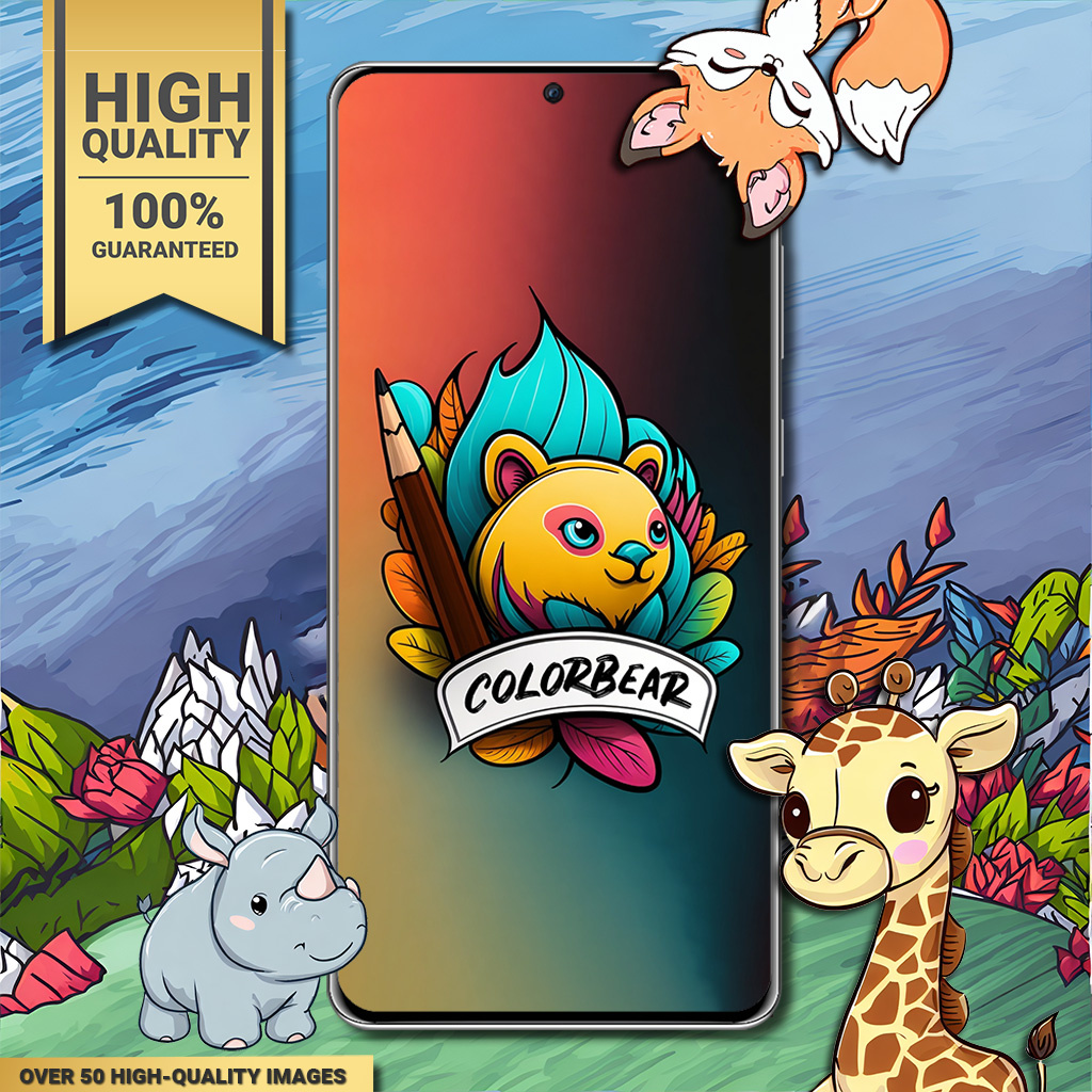 😍 ColorBear: The Ultimate Coloring Book App for Kids ! adorable android app animals cartoon coloring coloring book creative cute drawing fable farm food for children for kids graphic design illustration logo mobile app ui wild
