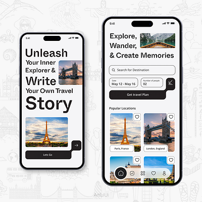 Travel Planner App Ui app design figma graphic design mobile mobileui photoshop ui ux