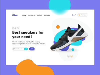 Mikee Landing Page UI design. athletes design designer homepage interfacedesign landingpage productdesign shoes sneakers theme ui uidesign uiux userexperience userinterface ux uxdesign webdesign webpage website