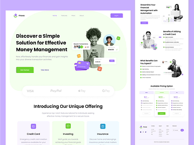 Finova Bank Saas Landing Page Design banklandingpage creativedesign digitalbank financesaas landingpagedesign minimaliststyle responsivedesign uxui webdesign