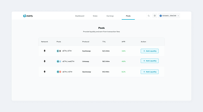 Liquidity pools design ui ux