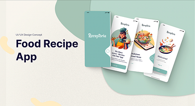 Food Recipe App branding design graphic design illustration landing store ui vector