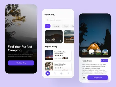 A Stunning Hiking App Design appui campingapp designconcept hikingapp hikingappui hikingcommunity inspiration jeevancrasta natureexploration outdooradventures traildesign trekingappui uidesign uiux uiuxdesign userfriendlydesign uxdesignoncaming