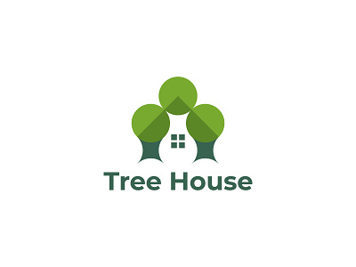 Tree House Logo brand identity design build logo cottage logo creative logo green home house house shape logo logo design mansion negative space plant property real estate realty logo tree tree home illustration tree house visual identity design