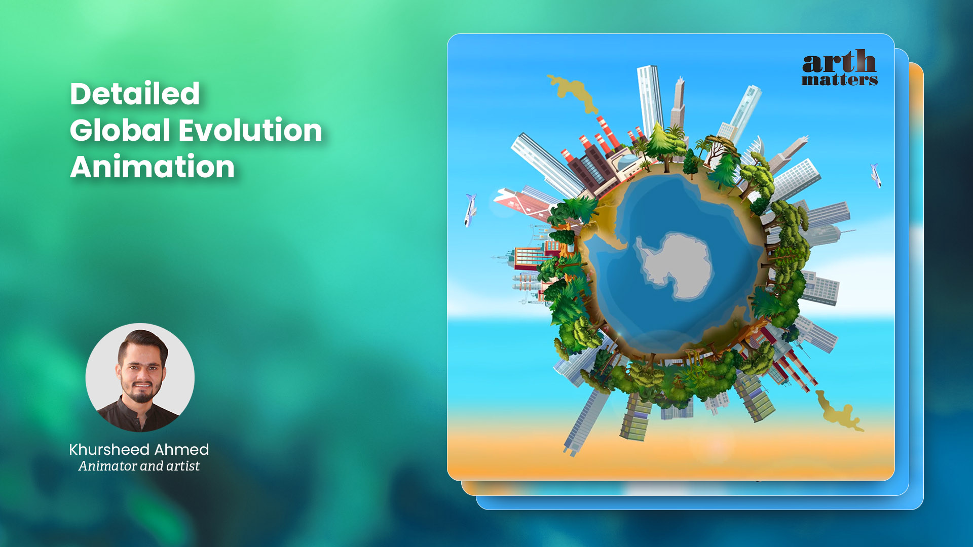 A Short 10 sec Detailed Global Evolution 2D Animation by Animator and