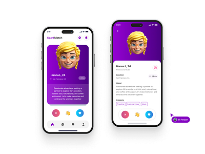 SparkMatch - Dating App UI Design app appdesign branding dating datingappdesign dribbleshot graphic design ui uxdesign