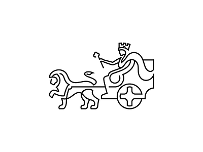 Cybele ancient art branding chariot cult drawing goddess great mother icon identity illustration line lion lioness logo logo designer mythology rome simple symbol