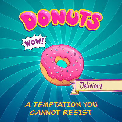 Donut Poster Variants cartoon illustration digital art donut food illustration hand lettering illustration