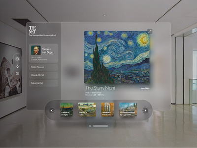 Art Museum Concept- Spatial Design 3d ui apple headset apple vision pro ar art art gallery augmented reality blur design glassmorphism interface museum painting spatial spatial ui trend ui virtual reality vision os vr