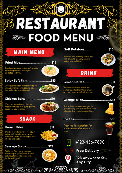 food menu price list design facebook ads graphic design instagram ads social media ads