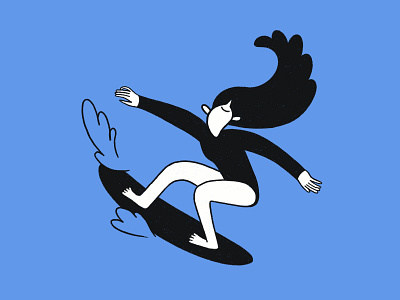 A character for cold brew bottle label blue bottle character characterdesign female girl graphic design illustration illustrator move movement surf surfing wave