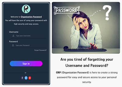 Sign in page for Password management App