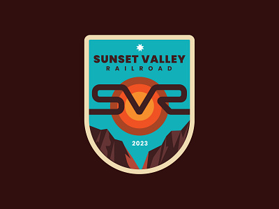 Sunset Valley Sticker branding flat illustration logo sticker vector
