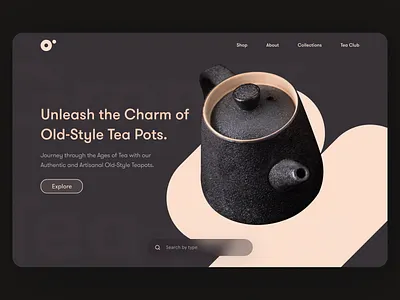 Concept landing page hero section for a teaapot model. app branding design gradient graphic illustration logo minimal ui web