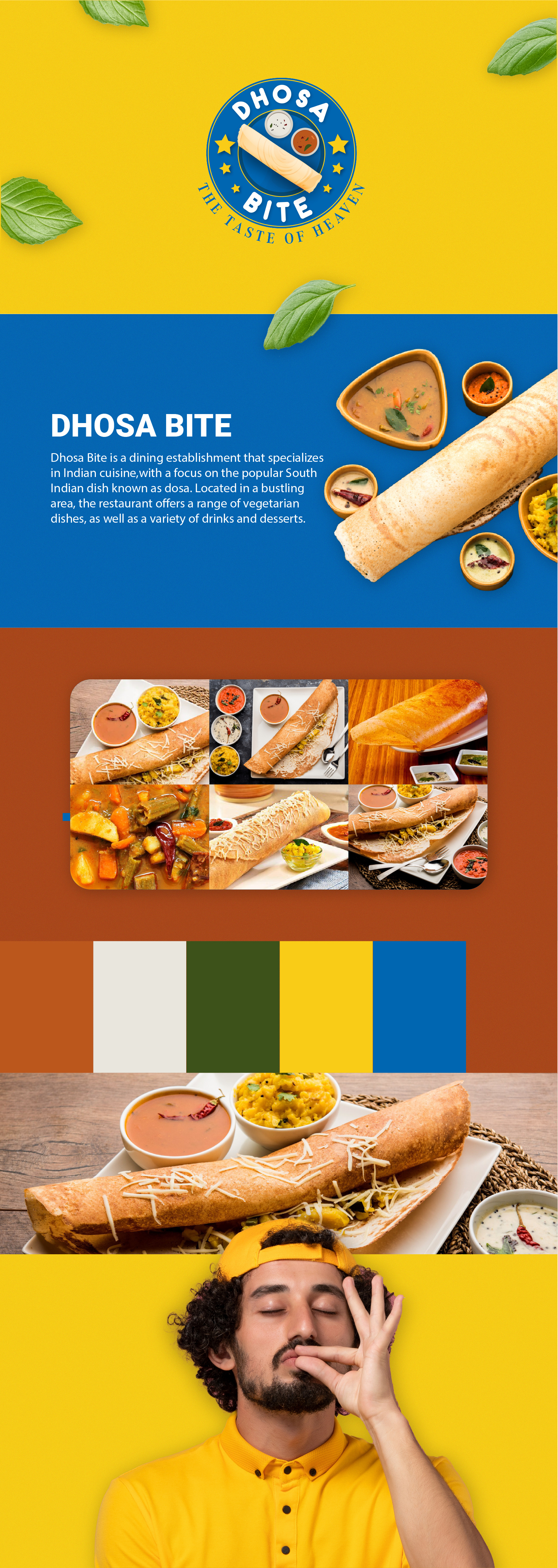DHOSA BITE - LOGO DESIGN 3d brand brand guideline brand identity branding casestudy design dhosa bite dosa dosa logo food food logo graphic design illustration logo mockup vector