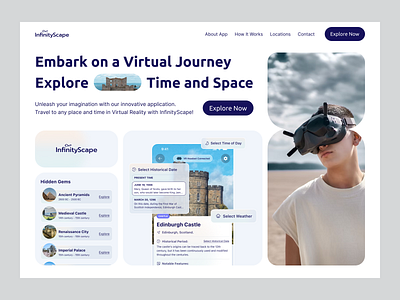 🗺 InfinityScape - Virtual Reality App app design hero hidden gems logo trip ui ux virtual reality vr vrtrip