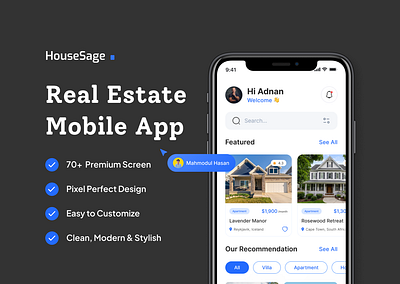 HouseSage - Real Estate Mobile App Design apartment apartment finding app find home homes for sale property by selling app property for sale property management real estate real estate agent real estate app real estate design real estate property real estate solution app realtor real estate