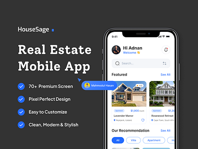 HouseSage - Real Estate Mobile App Design apartment apartment finding app find home homes for sale property by selling app property for sale property management real estate real estate agent real estate app real estate design real estate property real estate solution app realtor real estate