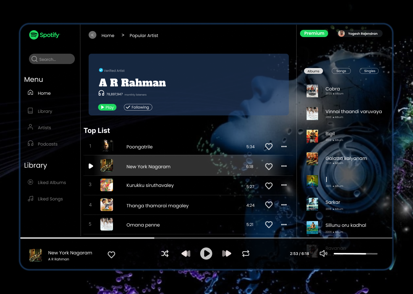 Spotify Template by Yogesh Rajendran on Dribbble