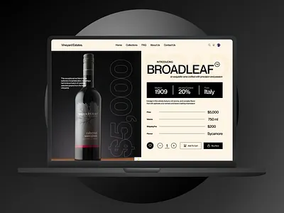 Vineyard Estates - A creative product page UI creative desing figma landing page minimalistic desing product design product page desing ui design uiux ux desing wine website