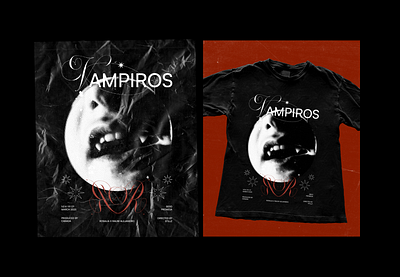 Vampiros graphic design merch merch design mockup music poster print red textures tshirt typography