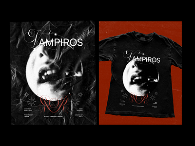 Vampiros graphic design merch merch design mockup music poster print red textures tshirt typography