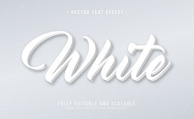A white text effect with a soft gray background. editable 3d text effect