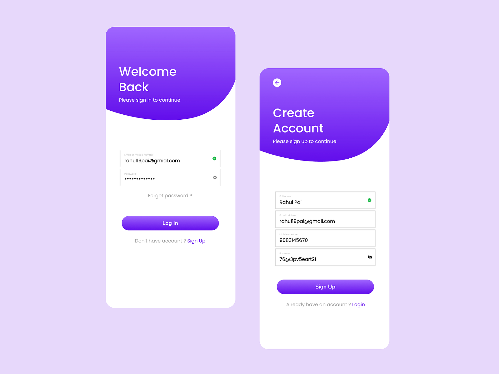 Sign in & Sign up by Akshada Navelkar on Dribbble