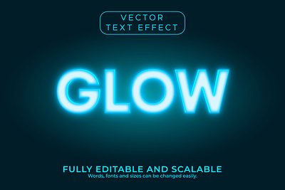 Neon glow text effect, fully editable vector file entertainment