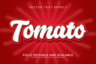 3d text effect red background with tomato letter poster