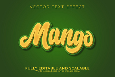Mango text effect with dark green background poster