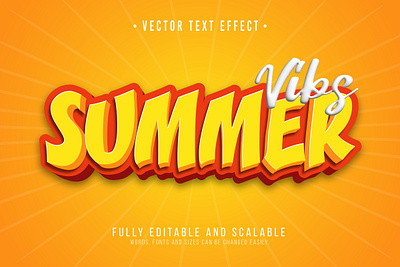 Summer 3d text effect A bright yellow and orange background with comic