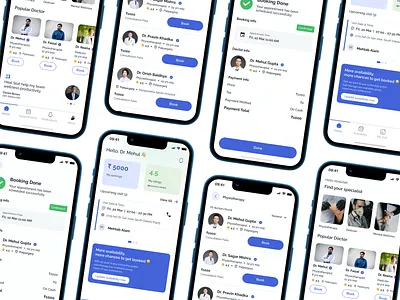Therapist Booking App appointment booking app bookingapp branding design doctor booking app figma health illustration logo mobileapp therapist uiux uiuxdesign