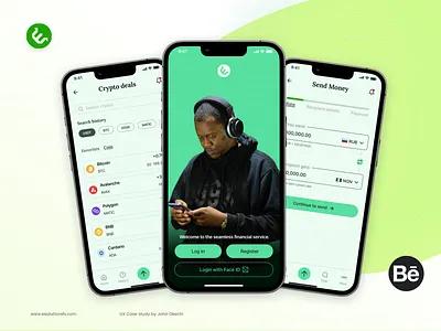 E-Solutions - Behance Case Study cryptocurrency currency exchange design fintech app mobile app money transfer ui ux ux case study