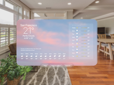 Apple Vision Pro Weather Widget 3d app apple apple vision pro ui weather widget