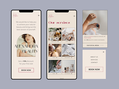 Brow and wax studio Website app design ui ux web website