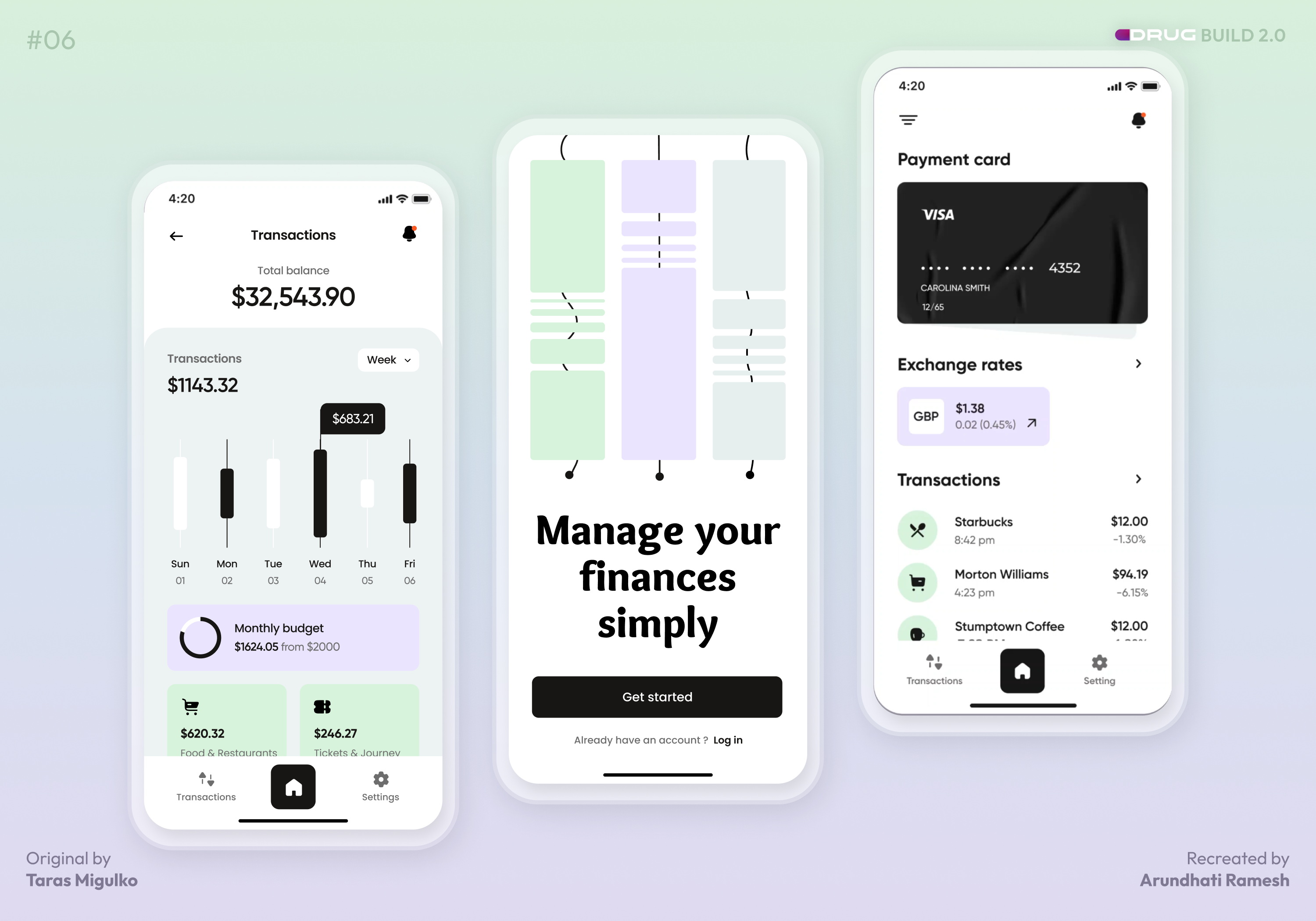 Finance mobile app by Arundhati Ramesh on Dribbble