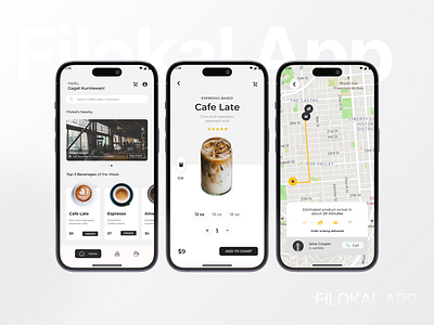 Coffee Mobile App app design coffee design figma gradient design graphic design minimalism ui design ui ux white design
