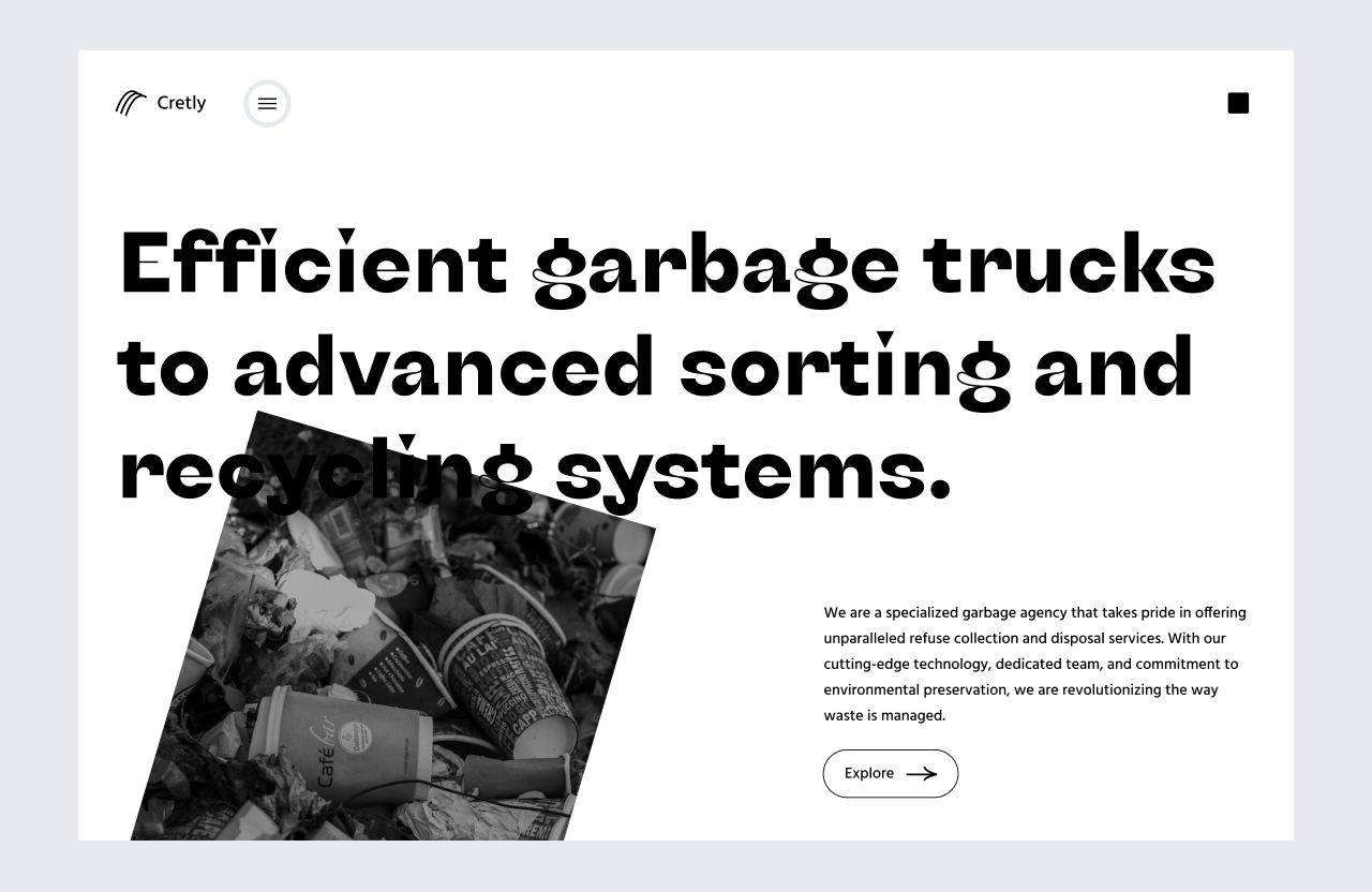 Garbage landing page garbage illustration typography ui