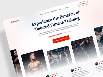 FitFusion - Fitness Landing Page cardio crossfit designinspiration exerciese fitness fitnessmotivation fitnesstraining health care landing page personal trainer strength ui ui kit uidesign uiux user experince user interface ux web design workout