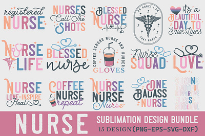 Nurse Sublimation Design Bundle digital download