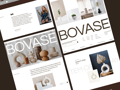 BOVASE - Ceramic Store Website Design Concept - Home Page UI bovase ceramic concept decor design hero homepage items landing light product sale site studio ui vase web website