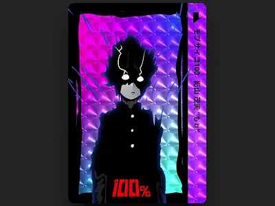 Mob Psycho 100 holographic card animation figma holographic illustration motion