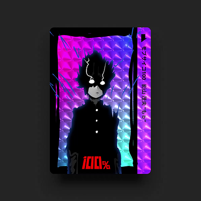 Mob Psycho 100 holographic card animation figma holographic illustration motion