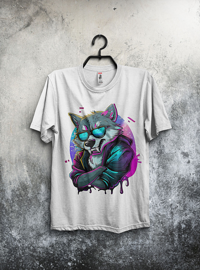 Cool Wolf T-shirt Design branding cool wolf t shirt design design graphic design illustration logo vector