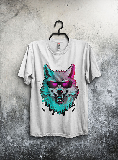 Cool Wolf T-shirt Design branding cool wolf t shirt design design graphic design illustration logo vector