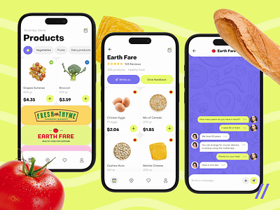 Food Marketplace Mobile App (iOS, Android) android app branding design food illustration ios logo marketplace mobile online order purrweb shipping ui ux