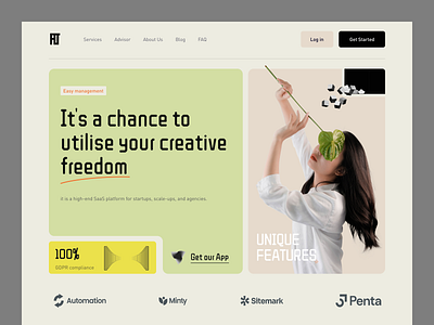 Utilize Your Creative clean creative design freelacer interface landing page minimal product saas ui